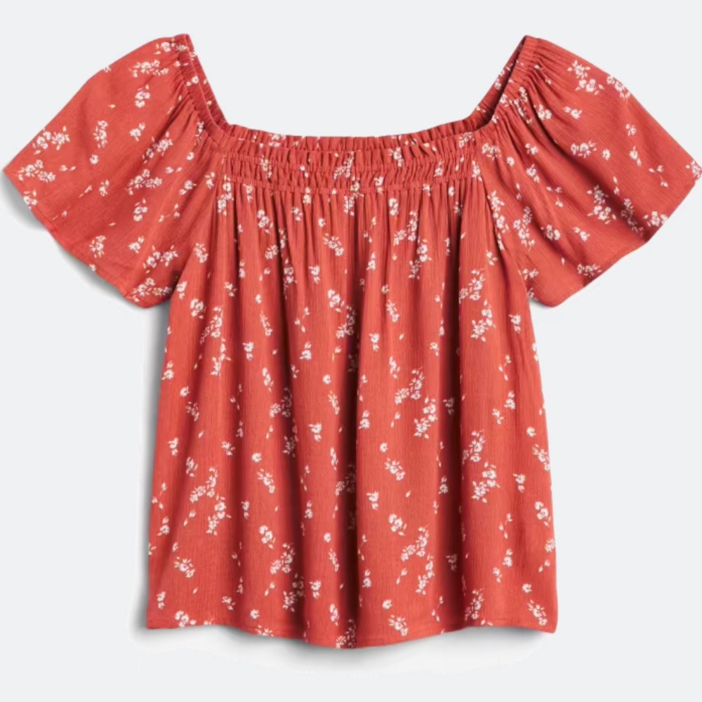 Orange Square Neck Blouse